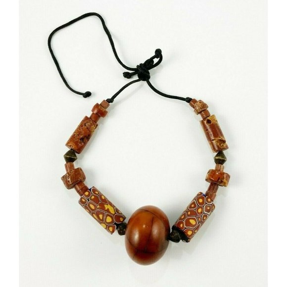 Venetian Millefiori Phenolic Resin African Amber Bronze & Bauxite Trade Beads - Picture 5 of 5